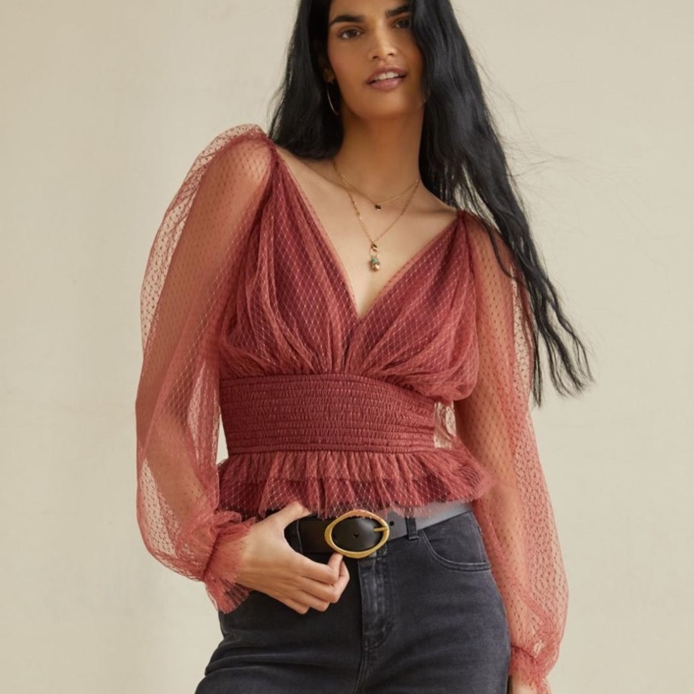 Anthropologie Tulle Blouse